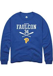 Kayden Faulcon  Rally Pitt Panthers Mens Blue NIL Sport Icon Long Sleeve Crew Sweatshirt