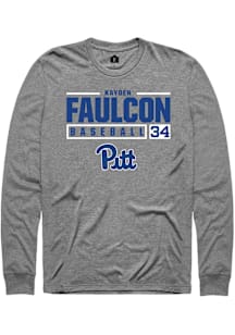 Kayden Faulcon  Pitt Panthers Graphite Rally NIL Stacked Box Long Sleeve T Shirt