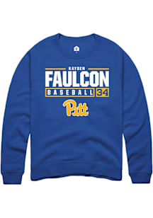 Kayden Faulcon  Rally Pitt Panthers Mens Blue NIL Stacked Box Long Sleeve Crew Sweatshirt
