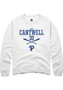 Luke Cantwell Rally Mens White Pitt Panthers NIL Sport Icon Crew Sweatshirt