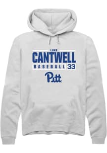 Luke Cantwell Rally Mens White Pitt Panthers NIL Stacked Box Hooded Sweatshirt