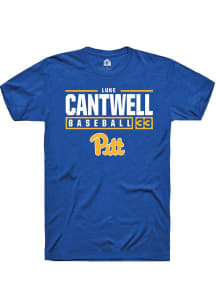 Luke Cantwell Blue Pitt Panthers NIL Stacked Box Short Sleeve T Shirt
