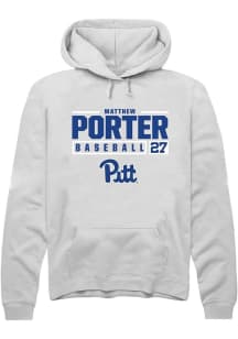 Matthew Porter Rally Mens White Pitt Panthers NIL Stacked Box Hooded Sweatshirt