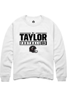 D.J. Taylor  Rally Cincinnati Bearcats Mens White NIL Stacked Box Long Sleeve Crew Sweatshirt