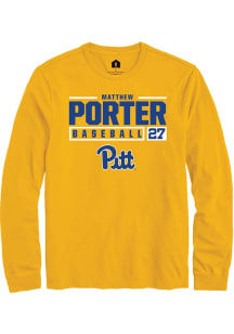 Matthew Porter Rally Mens Gold Pitt Panthers NIL Stacked Box Tee