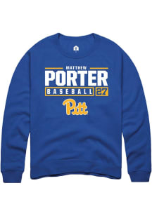 Matthew Porter Rally Mens Blue Pitt Panthers NIL Stacked Box Crew Sweatshirt