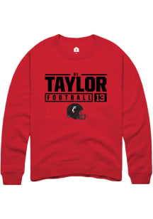 D.J. Taylor  Rally Cincinnati Bearcats Mens Red NIL Stacked Box Long Sleeve Crew Sweatshirt