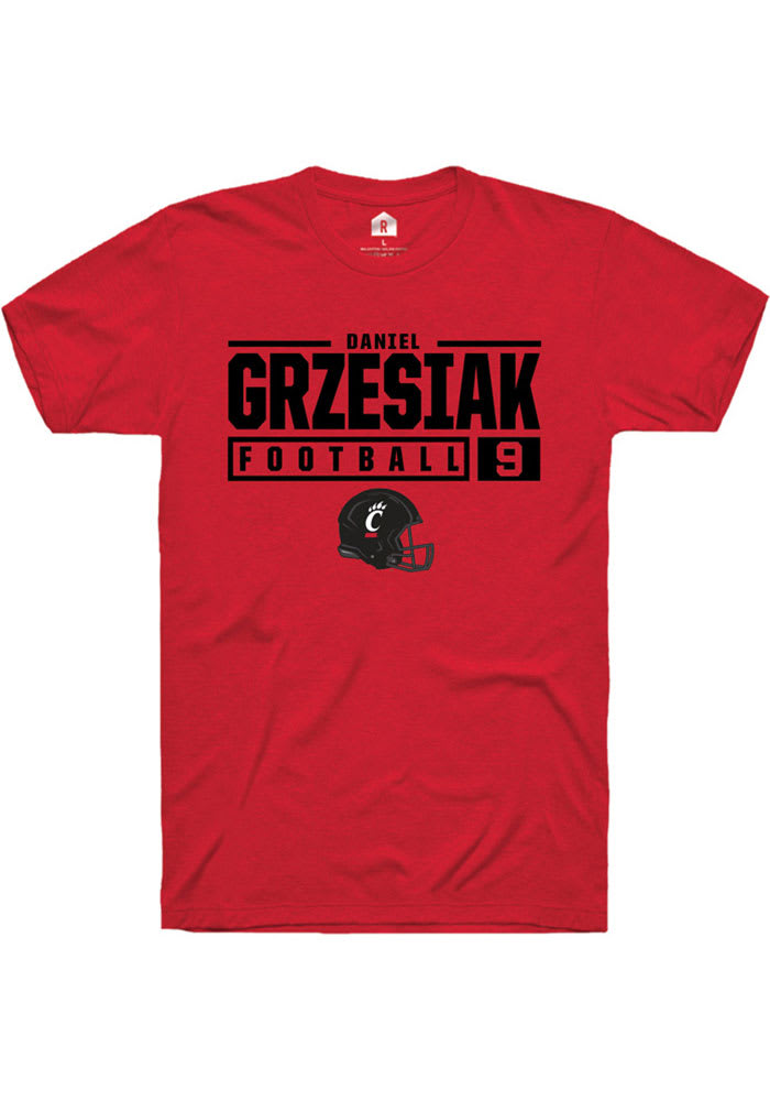 Daniel Grzesiak Cincinnati Bearcats Red Rally NIL Stacked Box Short Sleeve T Shirt