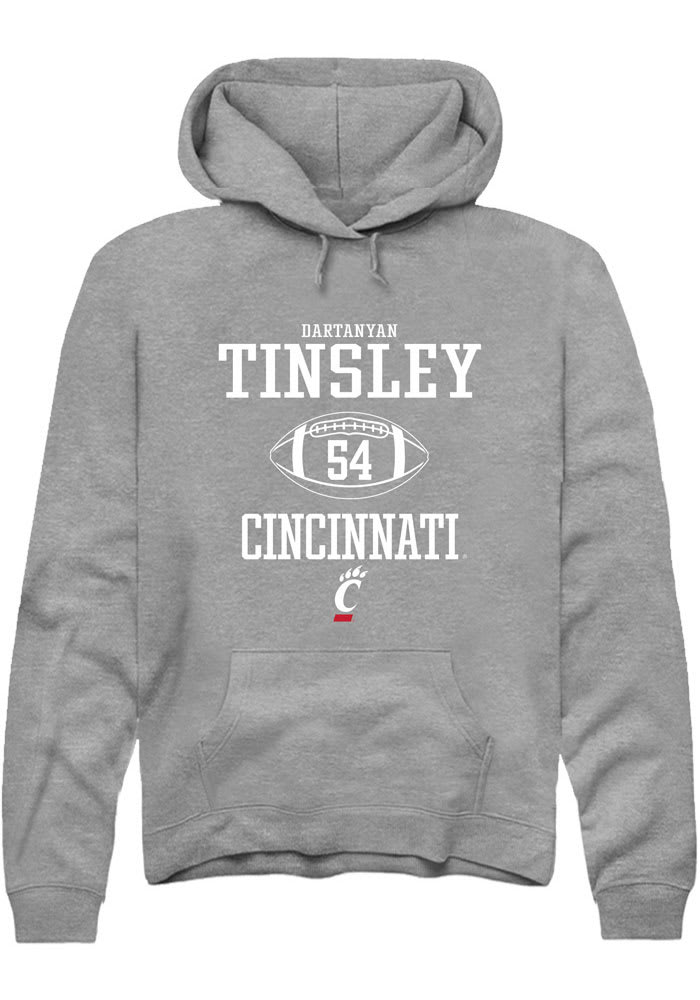 Dartanyan Tinsley Rally Cincinnati Bearcats Mens Grey NIL Sport Icon Long Sleeve Hoodie