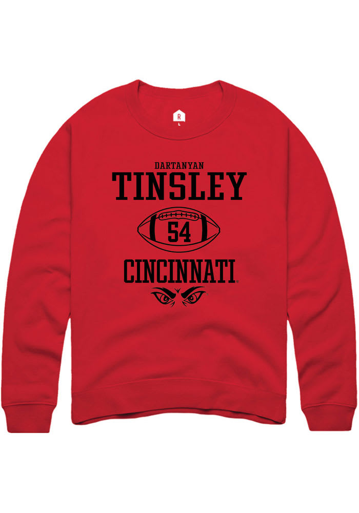 Dartanyan Tinsley Rally Cincinnati Bearcats Mens Red NIL Sport Icon Long Sleeve Crew Sweatshirt