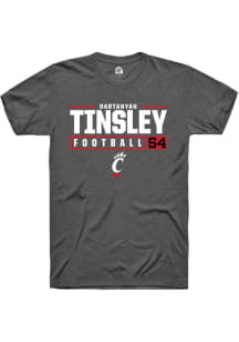 Dartanyan Tinsley  Cincinnati Bearcats Dark Grey Rally NIL Stacked Box Short Sleeve T Shirt