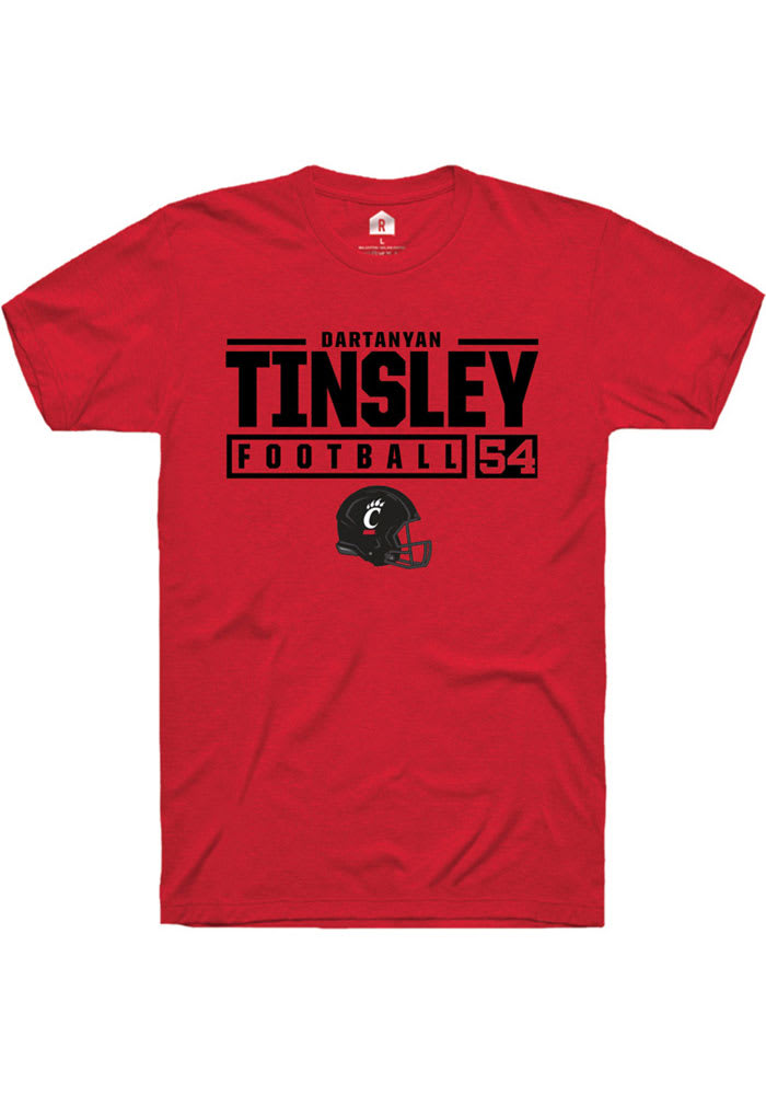 Dartanyan Tinsley Cincinnati Bearcats Red Rally NIL Stacked Box Short Sleeve T Shirt