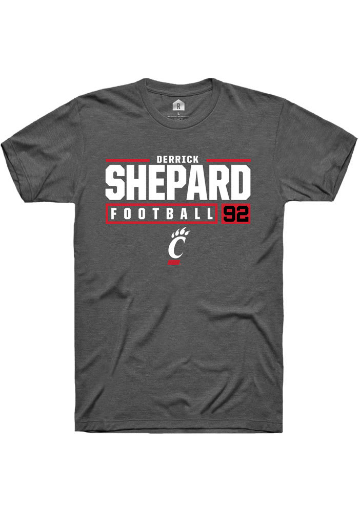 Derrick Shepard Cincinnati Bearcats Grey Rally NIL Stacked Box Short Sleeve T Shirt