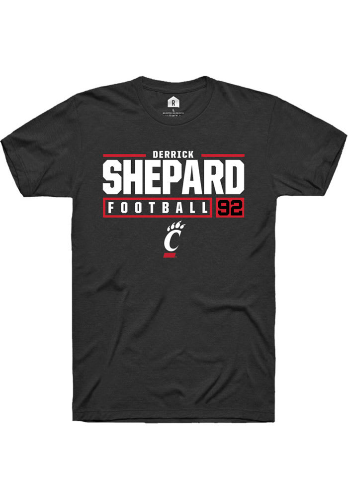 Derrick Shepard Cincinnati Bearcats Black Rally NIL Stacked Box Short Sleeve T Shirt