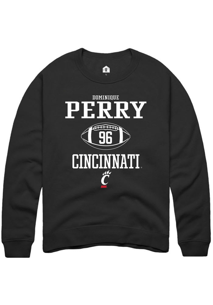 Dominique Perry Rally Cincinnati Bearcats Mens Black NIL Sport Icon Long Sleeve Crew Sweatshirt