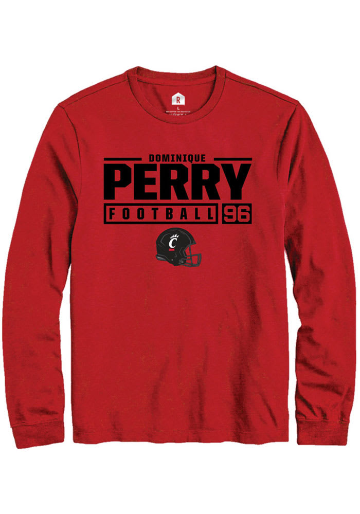 Dominique Perry Cincinnati Bearcats Red Rally NIL Stacked Box Long Sleeve T Shirt