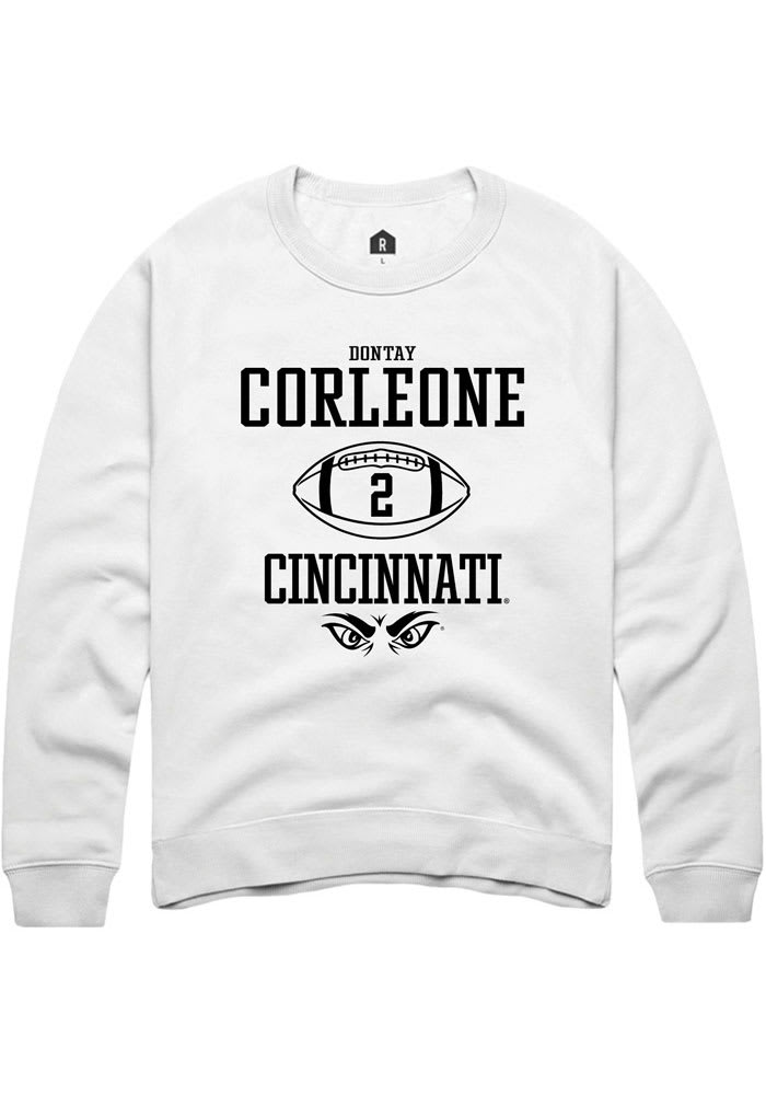 Dontay Corleone Rally Cincinnati Bearcats Mens White NIL Sport Icon Long Sleeve Crew Sweatshirt