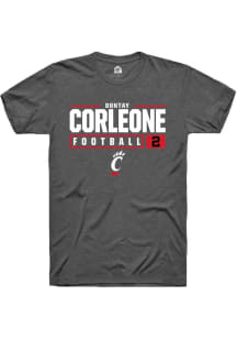 Dontay Corleone  Cincinnati Bearcats Dark Grey Rally NIL Stacked Box Short Sleeve T Shirt