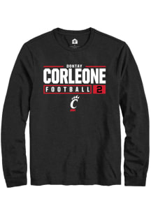 Dontay Corleone  Cincinnati Bearcats Black Rally NIL Stacked Box Long Sleeve T Shirt