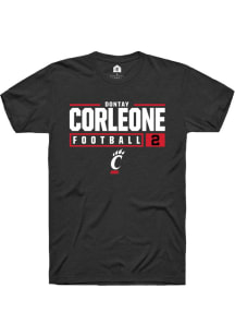 Dontay Corleone  Cincinnati Bearcats Black Rally NIL Stacked Box Short Sleeve T Shirt