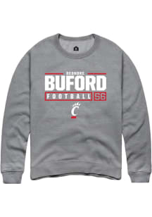 Deondre Buford Rally Mens Graphite Cincinnati Bearcats NIL Stacked Box Crew Sweatshirt