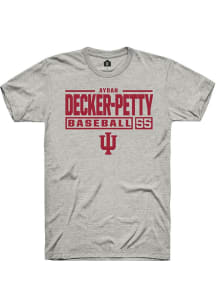 Aydan Decker-Petty Ash Indiana Hoosiers NIL Stacked Box Short Sleeve T Shirt