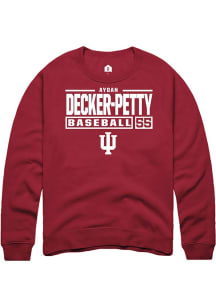 Aydan Decker-Petty Rally Mens Red Indiana Hoosiers NIL Stacked Box Crew Sweatshirt