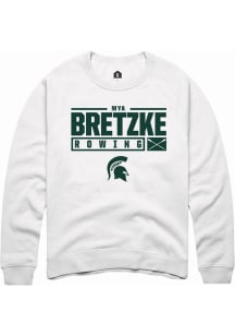Mya Bretzke Rally Mens White Michigan State Spartans NIL Stacked Box Crew Sweatshirt