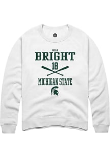 Noah Bright Rally Mens White Michigan State Spartans NIL Sport Icon Crew Sweatshirt