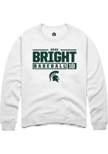 Noah Bright Rally Mens White Michigan State Spartans NIL Stacked Box Crew Sweatshirt