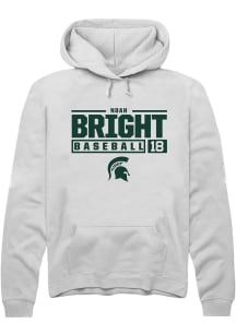 Noah Bright Rally Mens White Michigan State Spartans NIL Stacked Box Hooded Sweatshirt