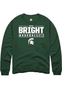 Noah Bright Rally Mens Green Michigan State Spartans NIL Stacked Box Crew Sweatshirt