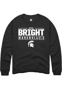 Noah Bright Rally Mens Black Michigan State Spartans NIL Stacked Box Crew Sweatshirt