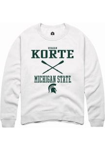 Reagan Korte Rally Mens White Michigan State Spartans NIL Sport Icon Crew Sweatshirt