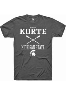 Reagan Korte Dark Grey Michigan State Spartans NIL Sport Icon Short Sleeve T Shirt
