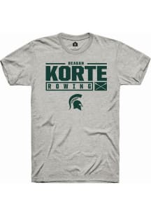Reagan Korte Ash Michigan State Spartans NIL Stacked Box Short Sleeve T Shirt