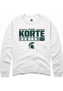 Reagan Korte Rally Mens White Michigan State Spartans NIL Stacked Box Crew Sweatshirt