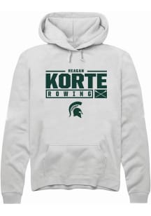 Reagan Korte Rally Mens White Michigan State Spartans NIL Stacked Box Hooded Sweatshirt