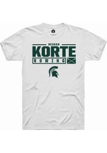 Reagan Korte White Michigan State Spartans NIL Stacked Box Short Sleeve T Shirt