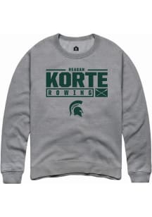 Reagan Korte Rally Mens Graphite Michigan State Spartans NIL Stacked Box Crew Sweatshirt