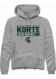 Reagan Korte Rally Mens Graphite Michigan State Spartans NIL Stacked Box Hooded Sweatshirt