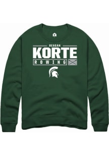 Reagan Korte Rally Mens Green Michigan State Spartans NIL Stacked Box Crew Sweatshirt