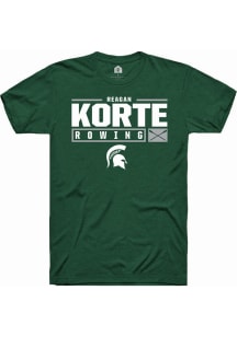 Reagan Korte Green Michigan State Spartans NIL Stacked Box Short Sleeve T Shirt