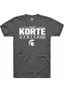 Reagan Korte Dark Grey Michigan State Spartans NIL Stacked Box Short Sleeve T Shirt