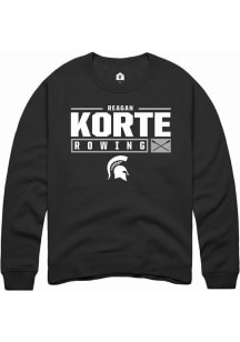 Reagan Korte Rally Mens Black Michigan State Spartans NIL Stacked Box Crew Sweatshirt