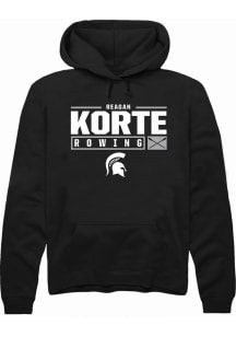 Reagan Korte Rally Mens Black Michigan State Spartans NIL Stacked Box Hooded Sweatshirt