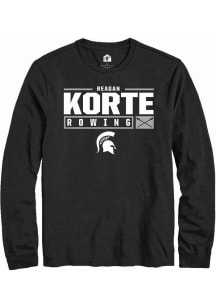 Reagan Korte Rally Mens Black Michigan State Spartans NIL Stacked Box Tee
