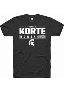 Reagan Korte Black Michigan State Spartans NIL Stacked Box Short Sleeve T Shirt