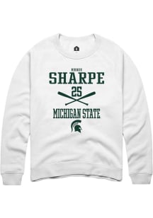 Reggie Sharpe Rally Mens White Michigan State Spartans NIL Sport Icon Crew Sweatshirt