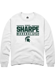 Reggie Sharpe Rally Mens White Michigan State Spartans NIL Stacked Box Crew Sweatshirt